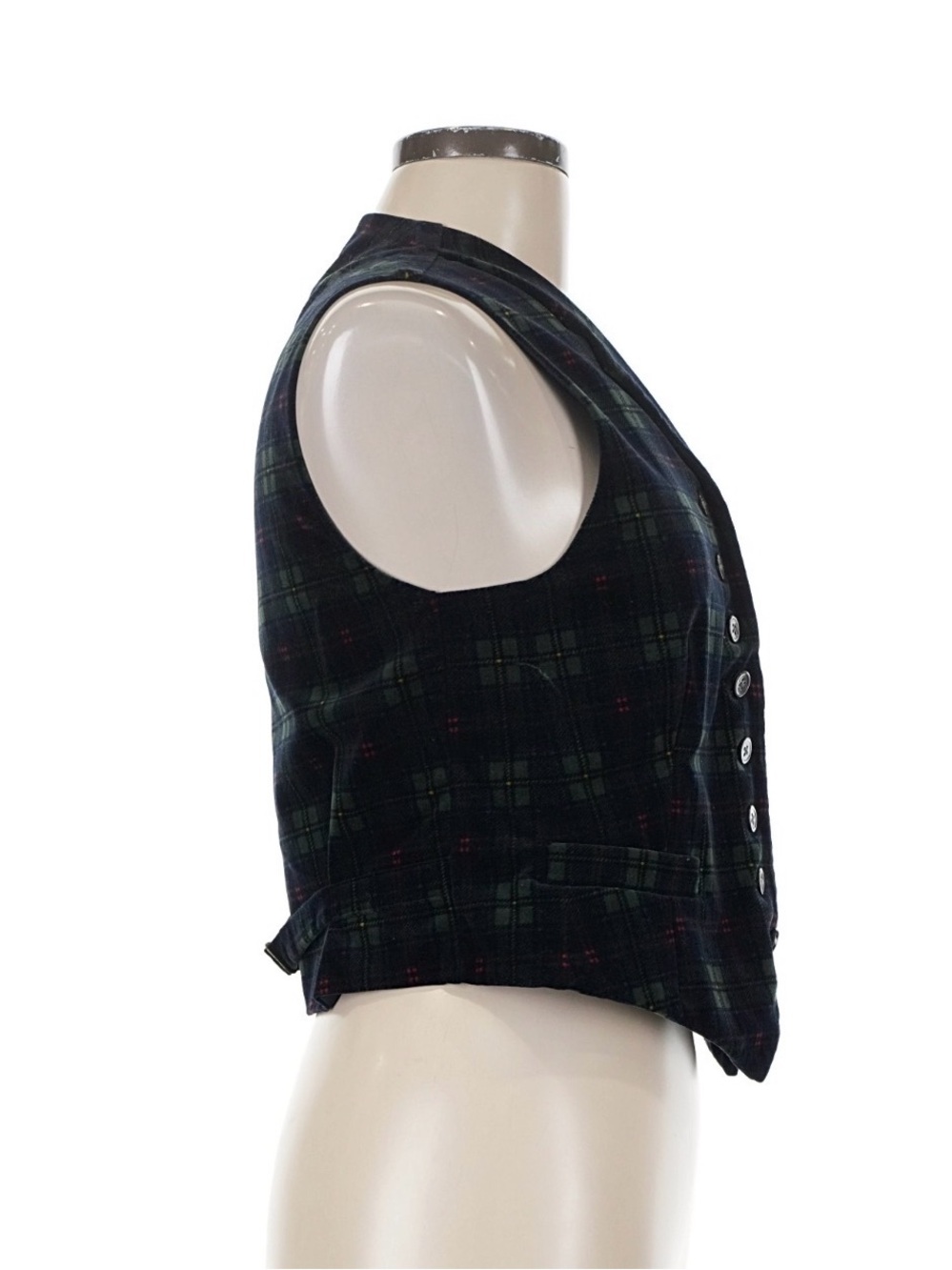 Vintage Ralph Lauren Vest Women’s 6 Cotton Velvet Tuxedo Waistcoat Plaid 90s Y2k - Picture 4 of 5